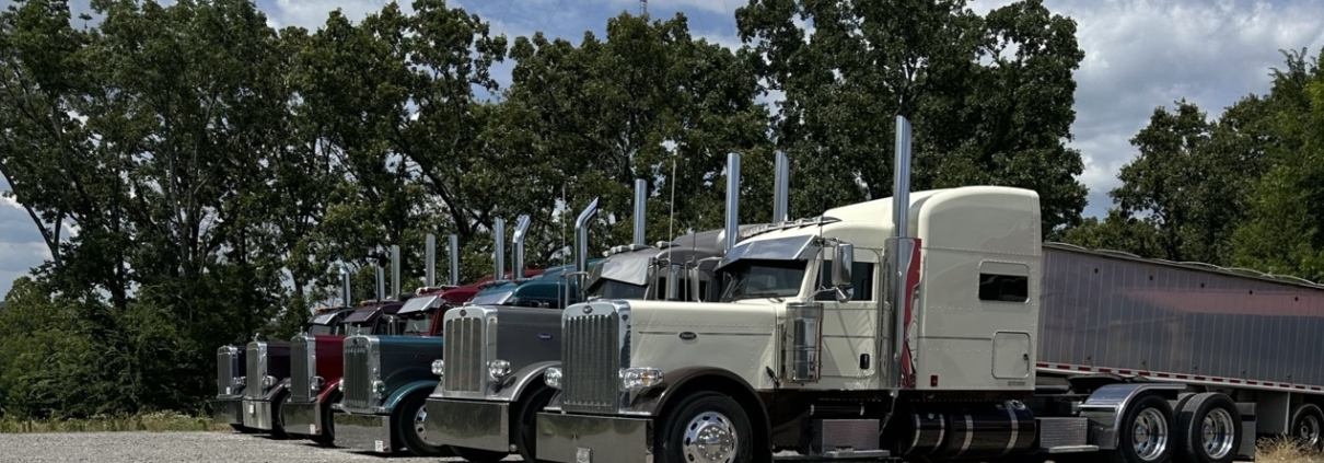 peterbilt trucks lined up