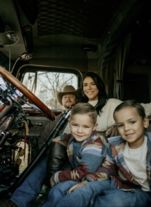 family in their semi truck